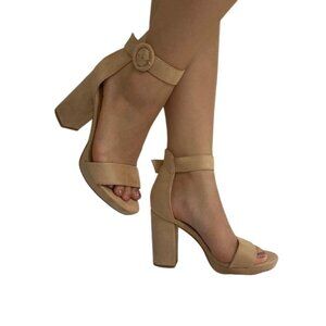 Women's beige high heel sandals, size 39, NWOT